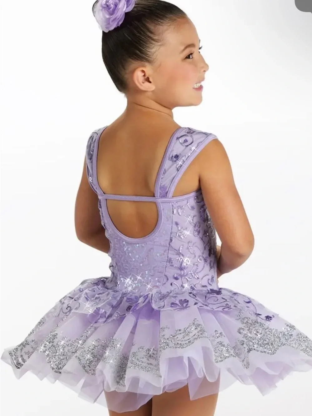 Weissman Lavender Tulle Dance Costume with Silver Glitter